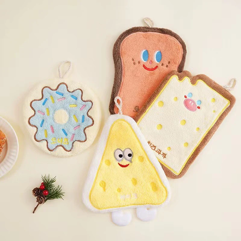 Korean Version Cute Cartoon Hand Towel New Hanging Style Quick Drying Cloth Children's Thick Coral Fleece Towel Handkerchief