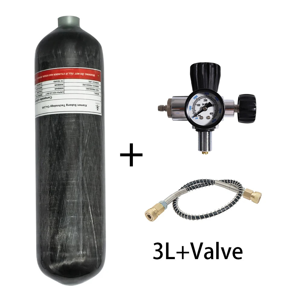 Tuxing-cilindro o com Estação de Enchimento Estação de Carregamento Hpa Mergulho 3l Fibra de Carbono 4500psi 300bar M18 x 1.5 de Alta Pressã