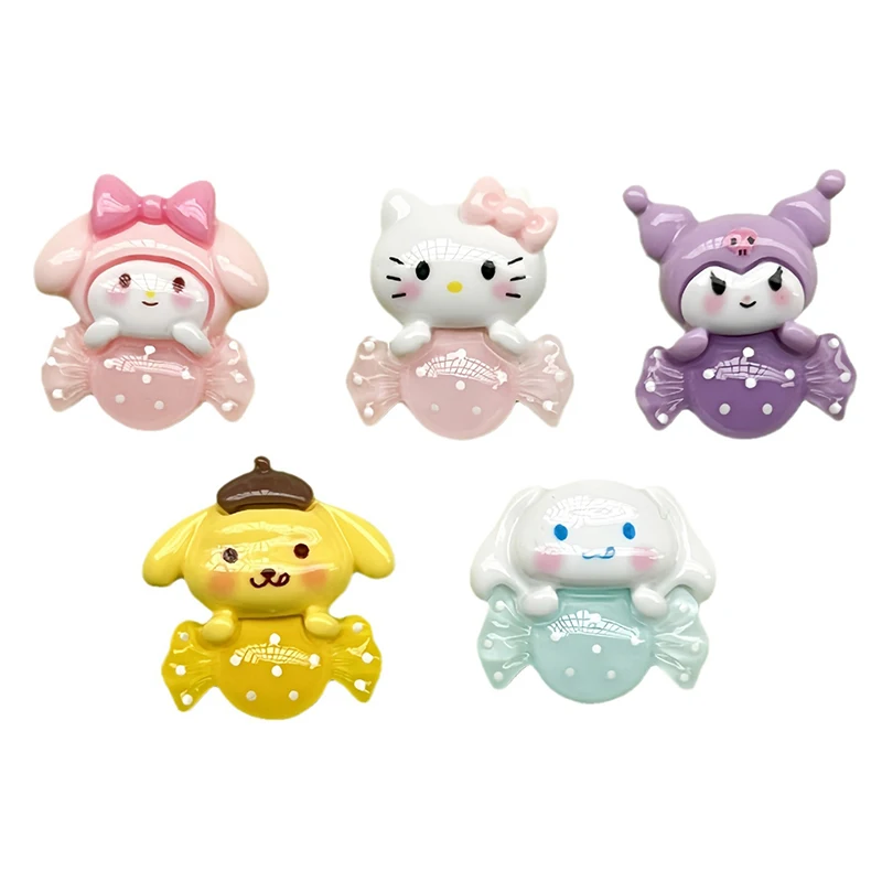 5PCS Cute Sanrio Nightlight Butterfly Car Ornaments Hello Kitty Kuromi Pendant Phone Case Accessories DIY Handmade Decoration