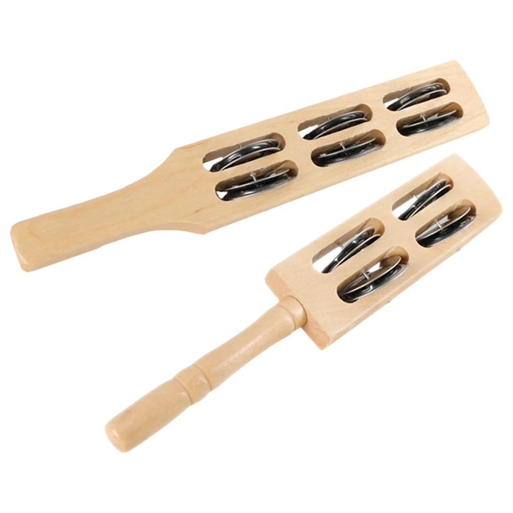 

2pcs Bellboard Cymbal Teaching Tool 6Bell Shaker Kids Percussion Instruments Music Toys Hand Rattle Jingle Bells Wooden