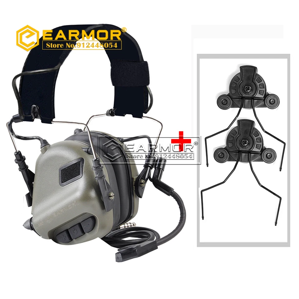 EARMOR M32 MOD4 Tactical Headset di adattatori per binario per casco Exfil Set di 6 cuffie per comunicazione tattica con cancellazione del rumore a