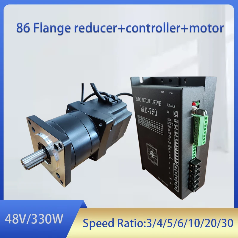 86 Flange 48V 330W Low Speed Permanent Magnet DC Deceleration Brushless Motor Low Noise and Low Voltage with Driver Kits