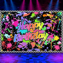 Glow Happy Birthday Backdrop Banner Bbirthday Party Decoration Kids Glow Party Supplies Happy Birthday Background