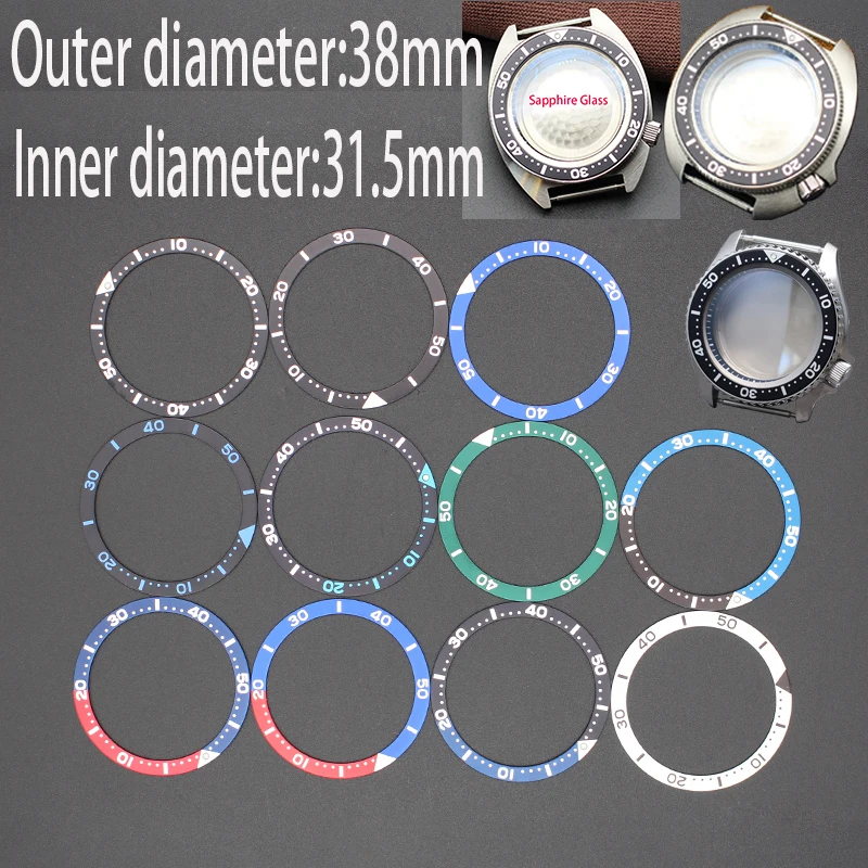 

38mm Flat Aluminum Bezel Insert Rings Fit SKX007 SKX009 Japan SKX Mod Tuna Turtle Cases Replace Accessories Watches Parts