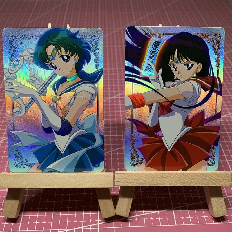 15Pcs/set Sailor Moon Refractive Composite Process Color Flash Tsukino Usagi Anime Game Characters Collection Cards Toys Gifts