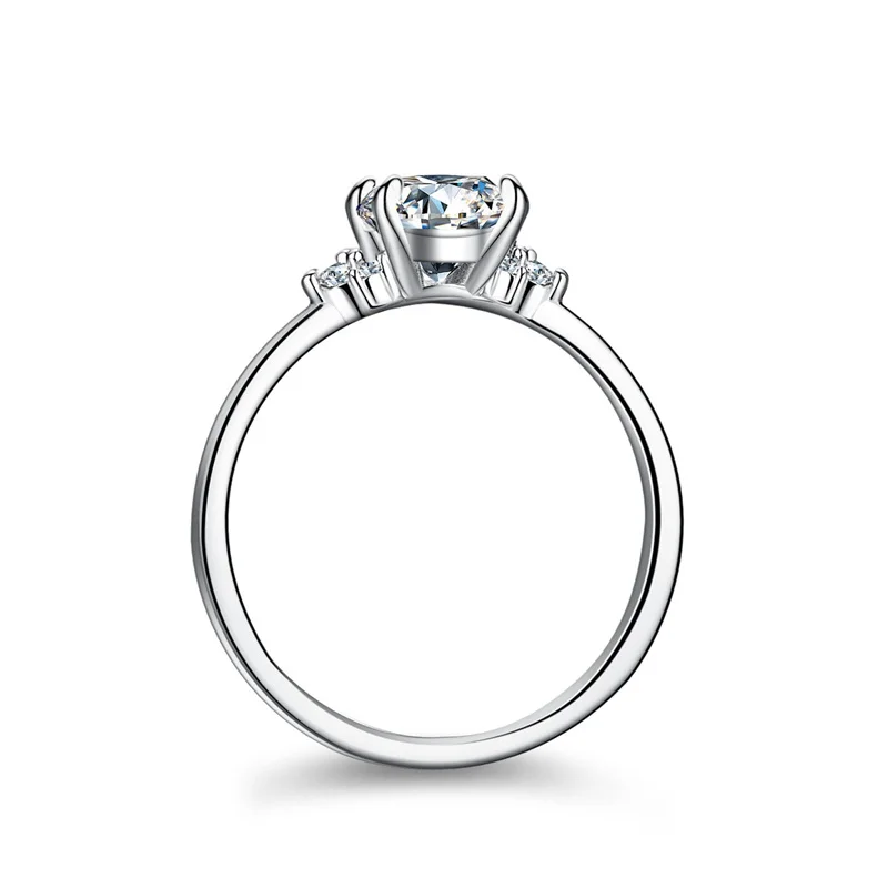 KM203Lefei موضة الاتجاه الفاخرة الكلاسيكية الماس مجموعة اللون D مويسانيتي تصميم باو 4 عباد الشمس خاتم المرأة الفضة 925 مجوهرات هدية