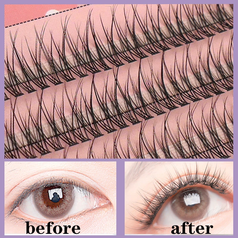 120 Clusters/box Fishtail Eyelashes Natural Slender Cross Simulation Thick Fish Tail Individual Lashes Extension  Soft Curly