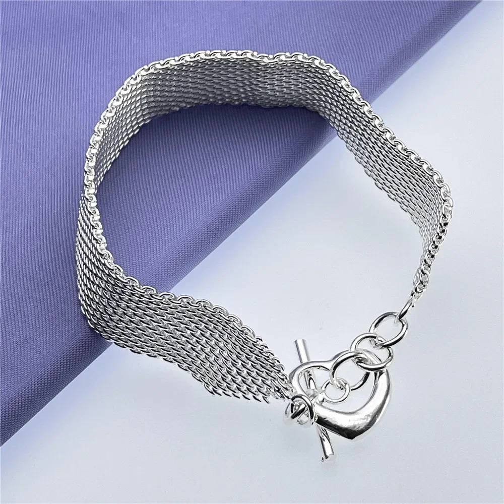 

Браслеты из стерлингового серебра 925 пробы с застежкой в форме сердца для женщин, модельер, вечерние свадебные аксессуары, ювелирные изделия, подарки, ширина 16 мм