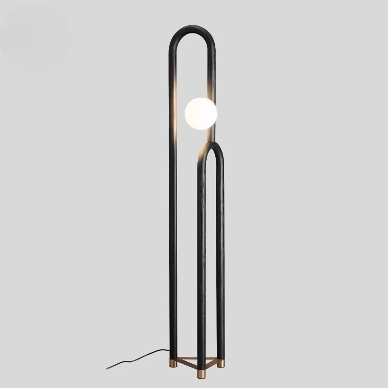 

New Creative LED Personalized Floor Lamp Living Room Bedroom Beside The Sofa Decoration High-end Wooden Style Dark Wood Color