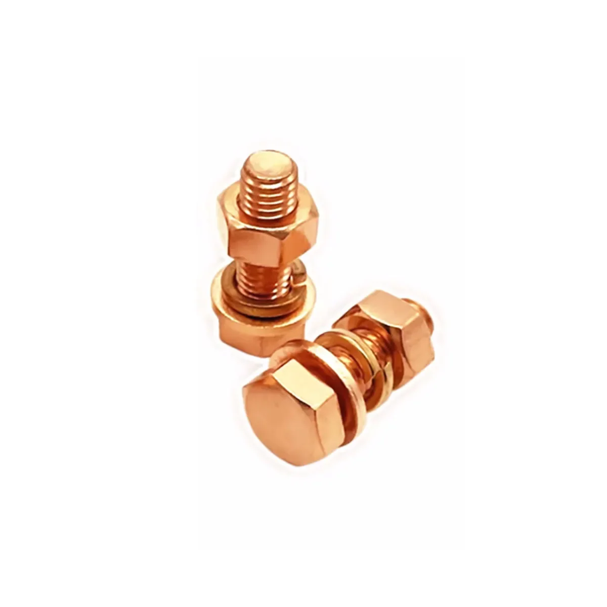 Red Copper Outer Hexagonal Parafuso Porca, Flat Washer Set, Parafuso eletrolítico, M3-M8