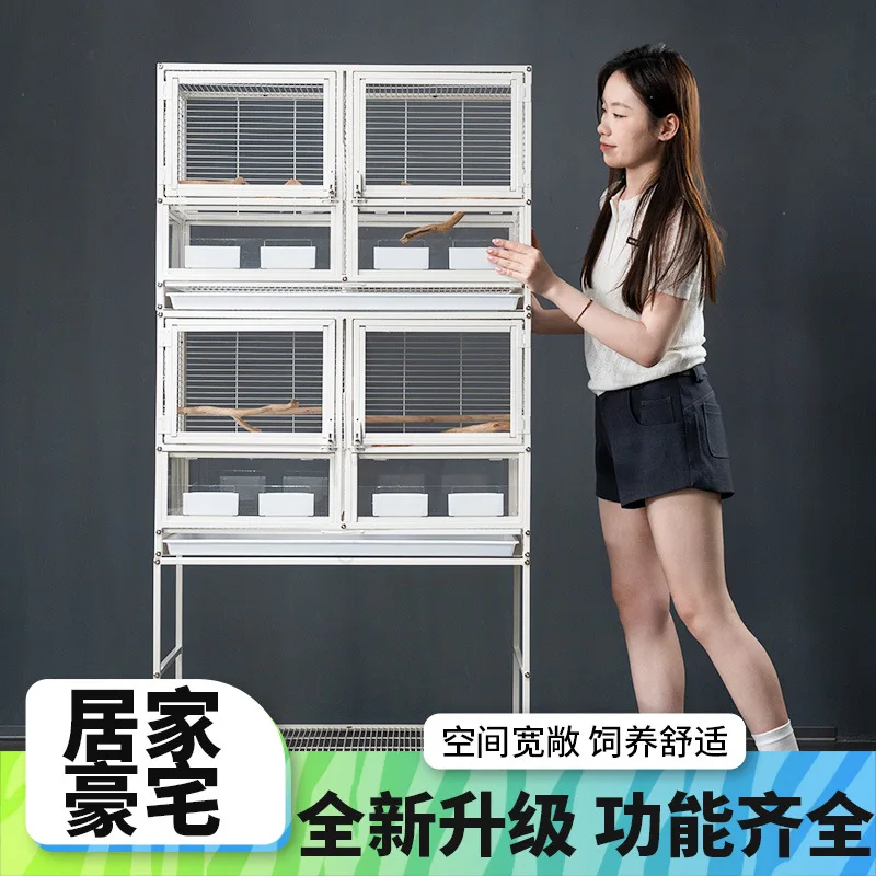 

Household double grid group raising large space luxury parrot cage double layer breeding monk peony small sun villa cage
