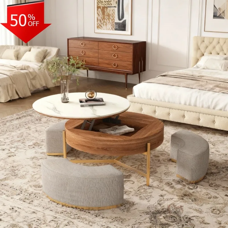 

Round Table D'appoint Wood Coffee Table Living Room Modern Auxiliary Tables Mid Century Furniture Luxury Mesa Lateral Kotatsu