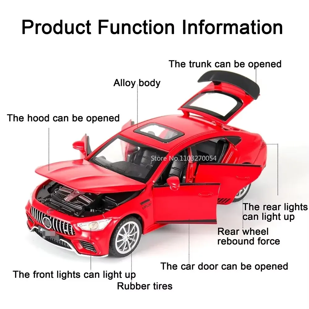 Voitures en alliage moulé sous pression 1:32 300SL GT63, modèles de jouets, 4 portes ouvertes, son et lumière, véhicules classiques en métal, jouets pour enfants, cadeaux