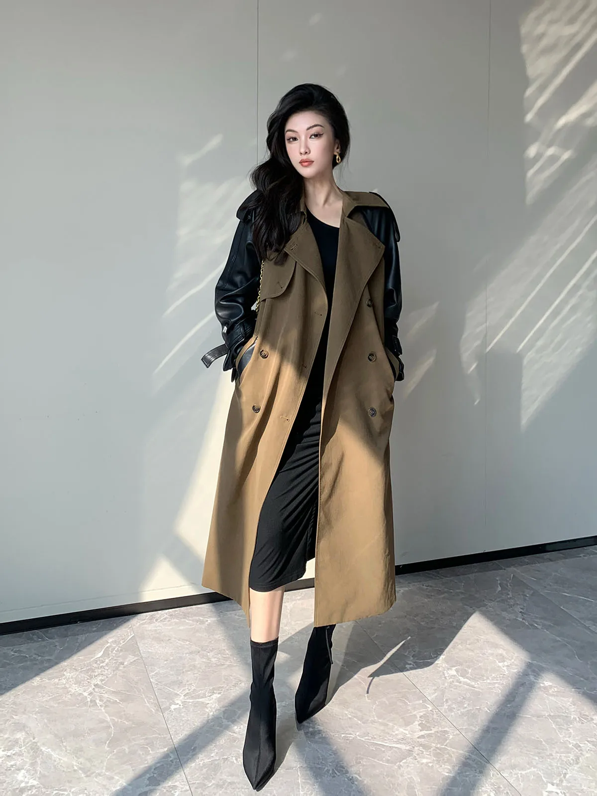 

Faionable Casual Windbreaker Women's Korean Sle Ele Lady Luxury Sensation Long Sve Outerwear Autumn New Arrival
