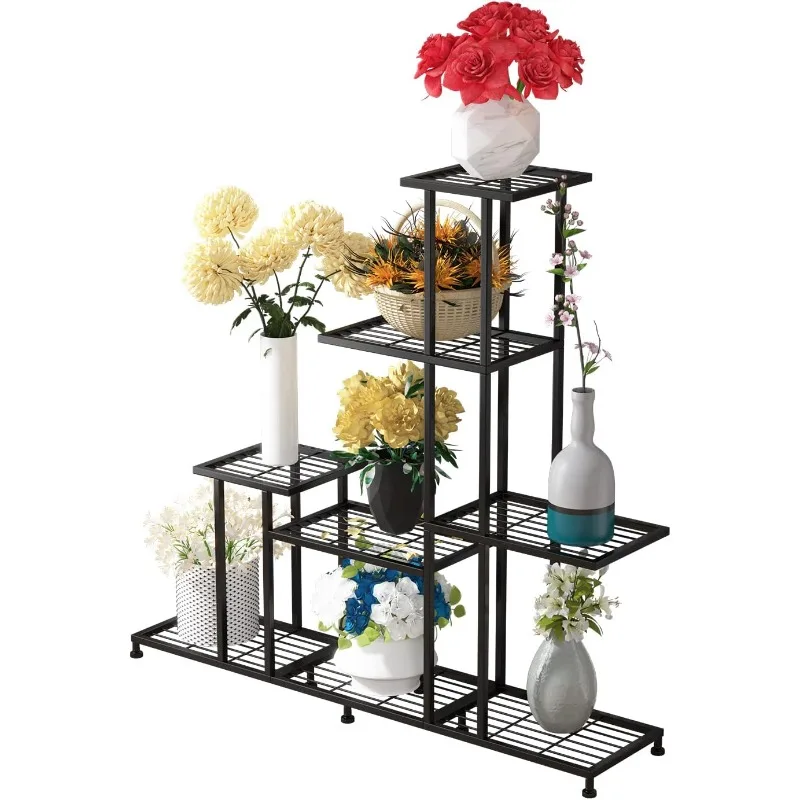 Metal Plant Stand, 5 Tiers Multifunctional Plant Stands for Indoor Plants, Decorative Black Steel Plant Shelf