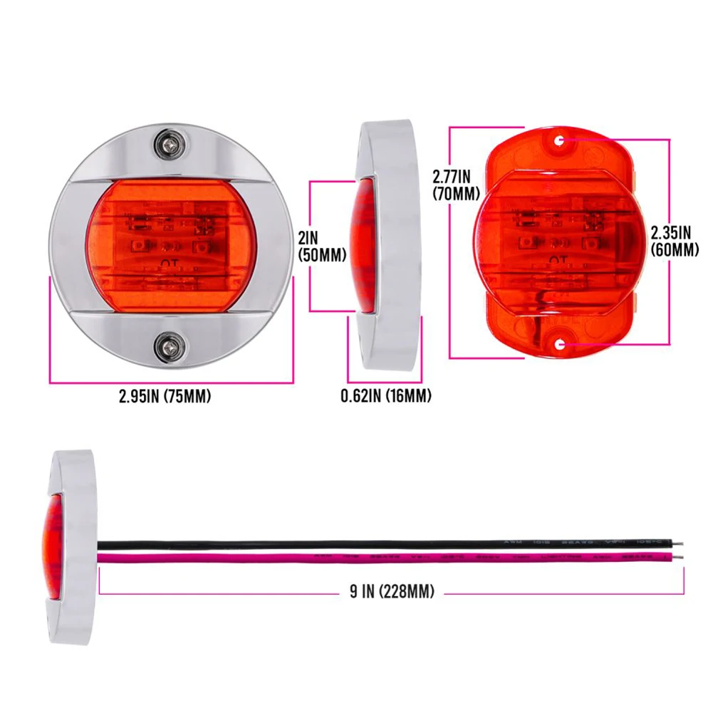 For Side Marker Lights LED Boat Lights Truck Side Light Truck Boat 12V Red Green Ship Signal Light Width Light