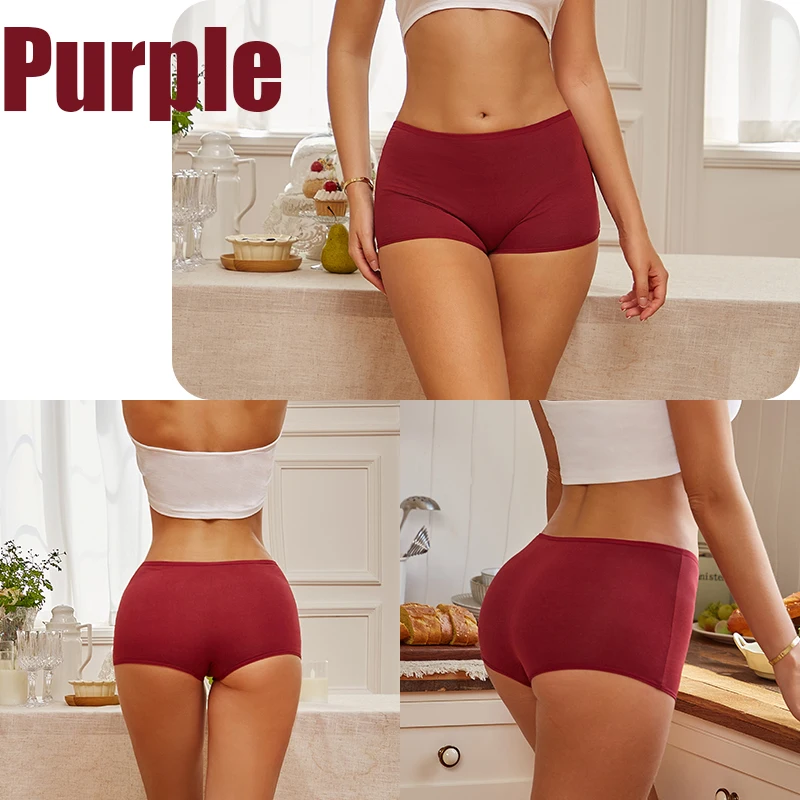 FINETOO 3KS/SET Dámské bavlněné kalhotky Bezešvé sportovní boxerky Spodní prádlo Dámské jednobarevné kalhotky Útulné intimní kalhotky Měkké - náhled 4