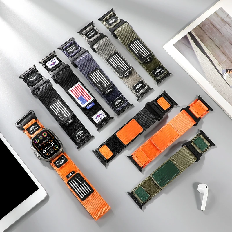 Ремешок спортивный для Apple Watch Ultra 2 Band 49 мм 45 мм 44 мм 42 мм, прочный нейлоновый браслет, аксессуары для часов Correa Series 9 7 6 5 4 8 SE