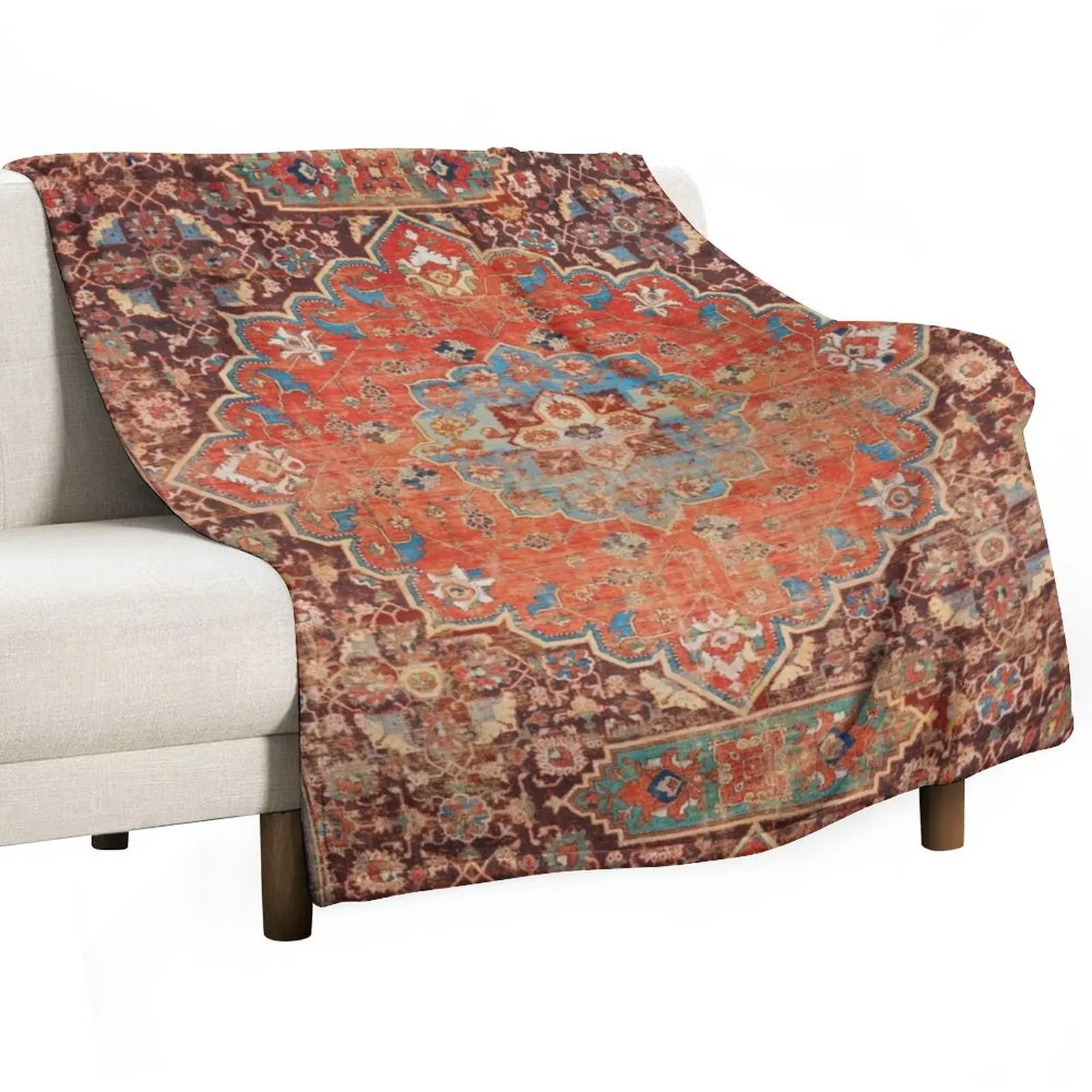 

17th Century Persian Rug Print Throw Blanket Luxury St Designers Retros heavy to sleep Blankets