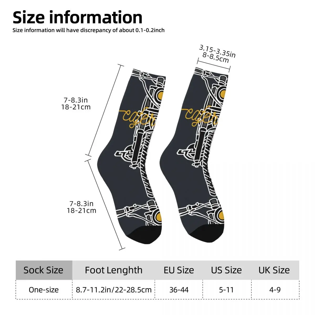 Elin Compression Caferacer Line Chaussettes pour Hommes, Vintage 73Race Motorcycle, Quality Pattern Crew Sock, Nouveauté