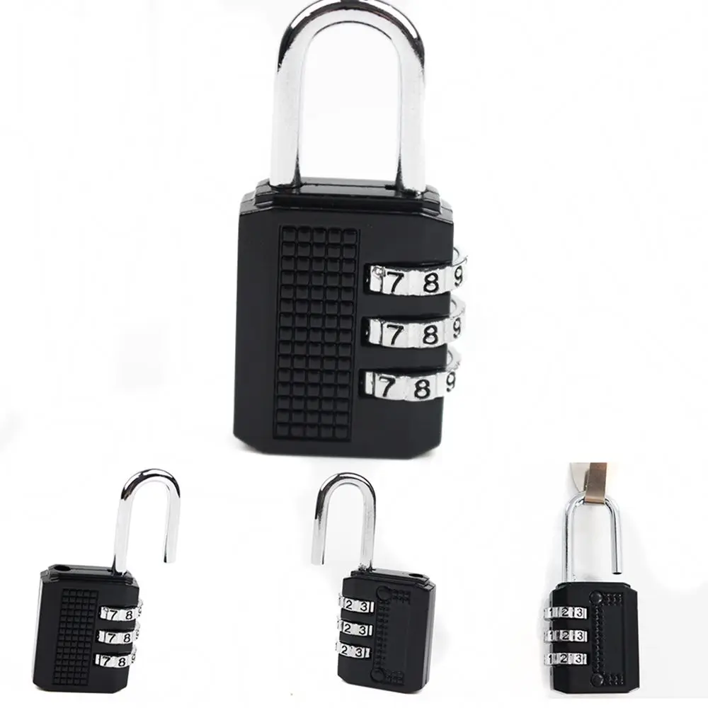 1PC 3 Digit Resettable Combination Padlock Coded Lock School Gym Locker Sheds Metal Code Password Gym Digital Lockers Suitcases