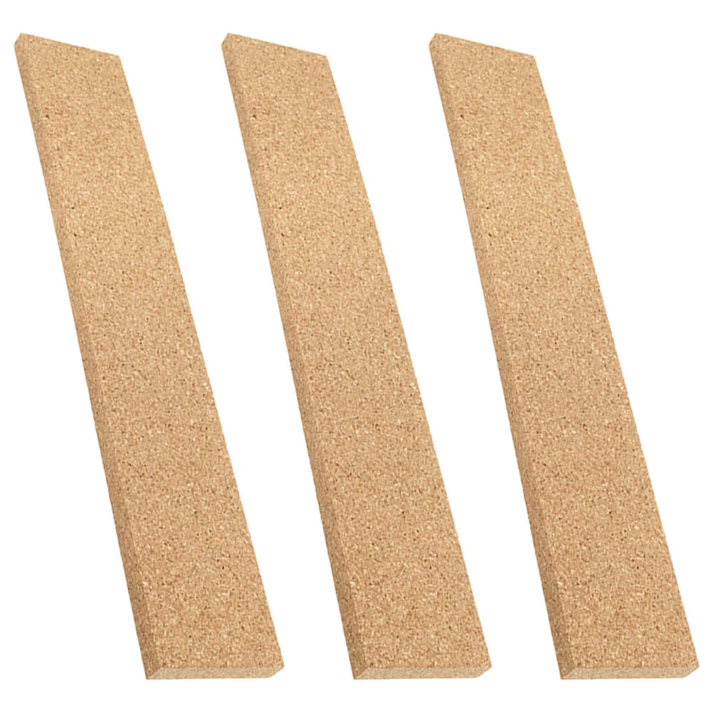 3 Pcs Cork Strips Thick Boards Natural Frameless Memo Wood Adhesive Bulletin Bars Office