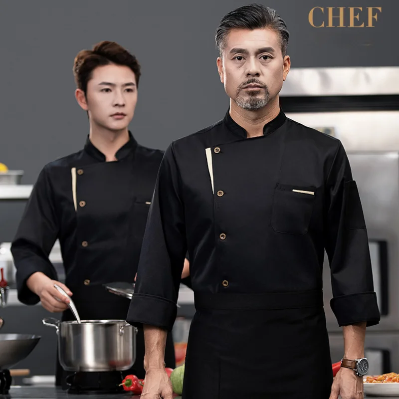 Hotel long sleeve chef coat T-shirt chef uniform jacket restaurant chef coat Bakery Food Service Breathable Cooking clothes logo