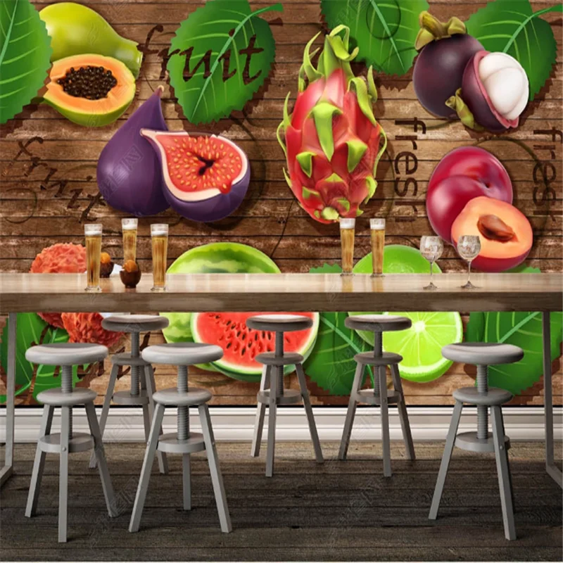 

Modern wallpaper Fresh Fruit Shop Industrial decoration Mural Wallpapers Supermarket Background wall Paper papel de parede