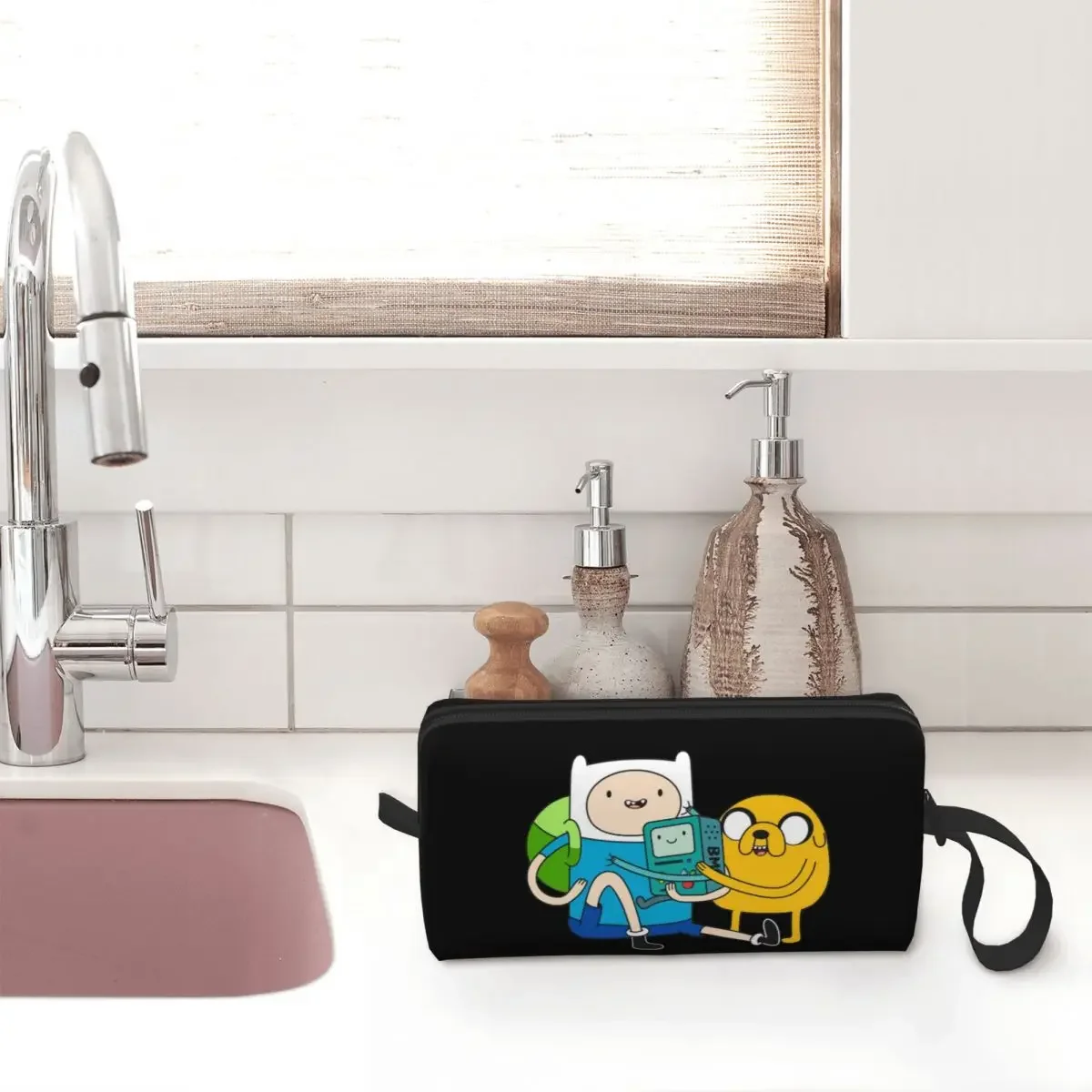 Finn Jake BMO Adventure Times Makeup Bags Men Cosmetic Bag Trendy Travel Makeup Organizer Case