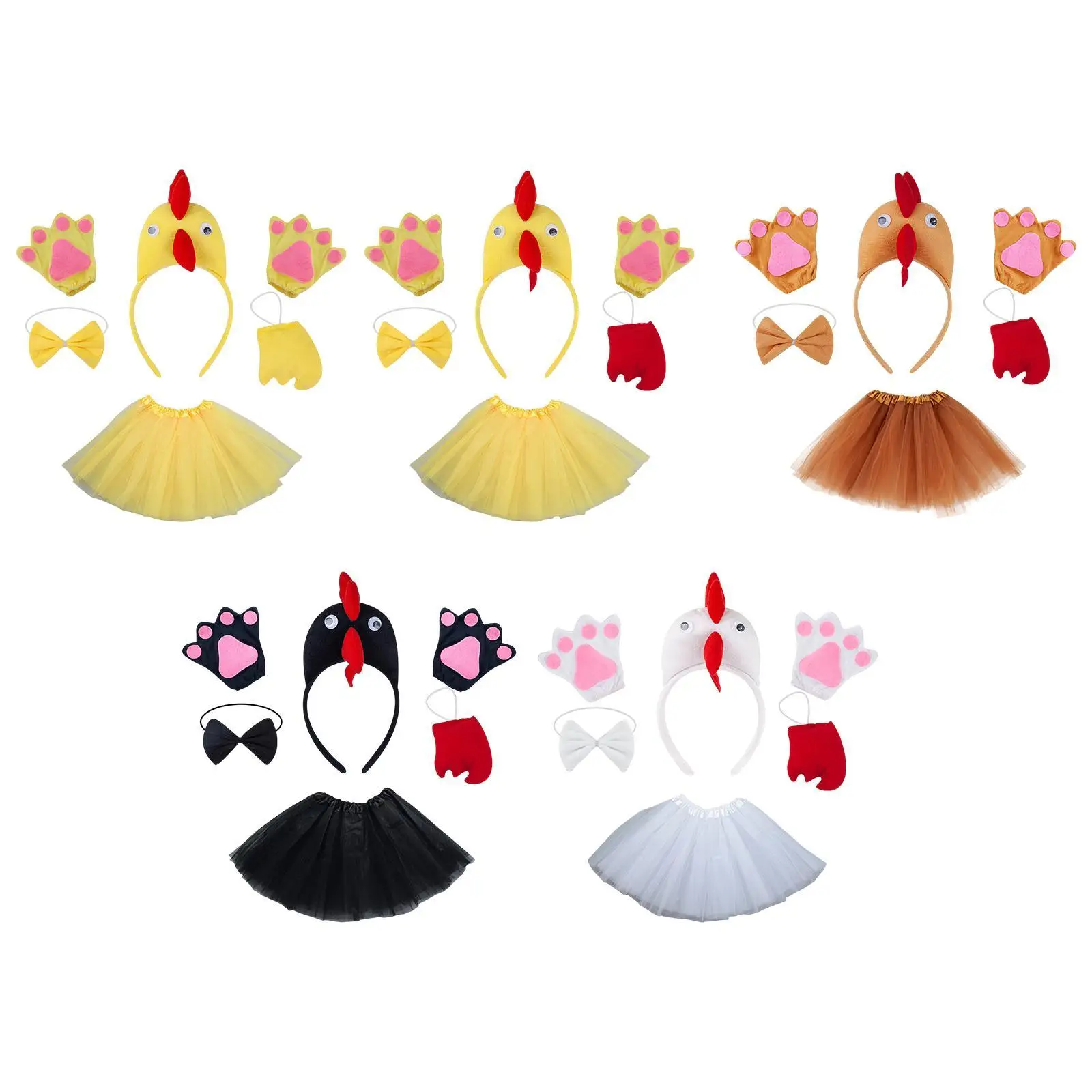 Chicken Costume with Tie Tail Gloves Easter for Thanksgiving Cosplay Girls