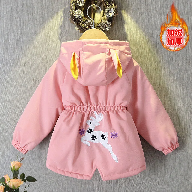 Keep Warm Winter Jackets For Girls Cute Christmas Little Princess Coat Thick Kids Windbreaker Hooded Children Outerwear Clothing