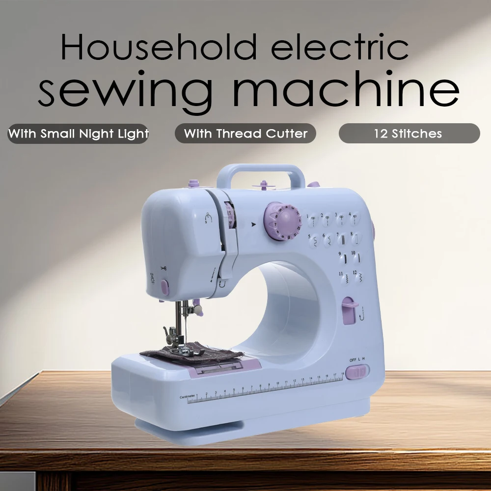 

Portable Mini Sewing Machine Electric Household Crafting Mending Overlock 12 Stitches with Presser Foot Pedal DIY Clothes