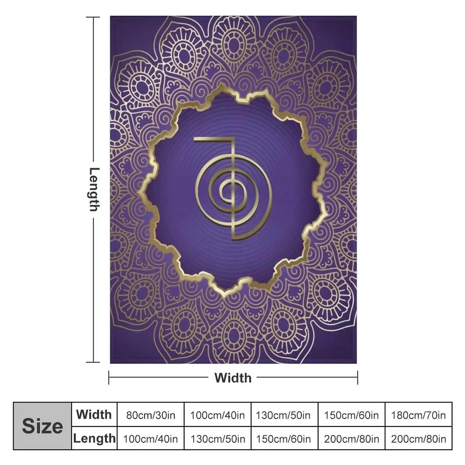 Reiki Healing Cho Ku Rei, Golden Mandala Throw Blanket Flannel Fabric for babies Blankets