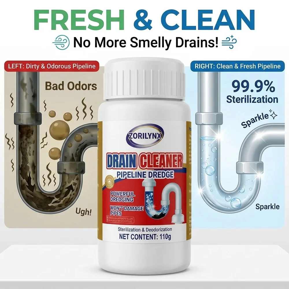 110g Drain Cleaner Powder, Powerful Pipeline Dredge Agent for Kitchen Sink Toilet Bathtub, Clog Remover Non-Damaging ZORILYNX view 3