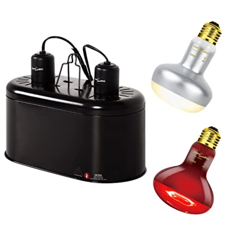 

Reptile Dual Lamp Fixture Heat Lamp Bulb Combo Pack Includes 100W UVA Daylight Heating Lamp and 100W Infrared Heat Emitter Infr