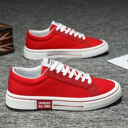 Hot Sale Fashion Red Canvas Shoes Men Classic Low-top Men's Canvas Sneakers Harajuku Hip Hop Skateboard Shoes Men Casual Sneaker