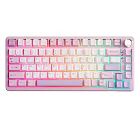 YUNZII B75 PRO Purple 75% Wireless Mechanical Gaming&nbsp;Keyboard, Gasket Hot Swap Custom RGB 82-Key Creamy Knob Wireless Keyboard