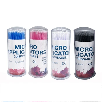 100 uds/botella Dental desechable Micro cepillos aplicadores Micro cepillo odontología herramientas de extensión de Odontologia