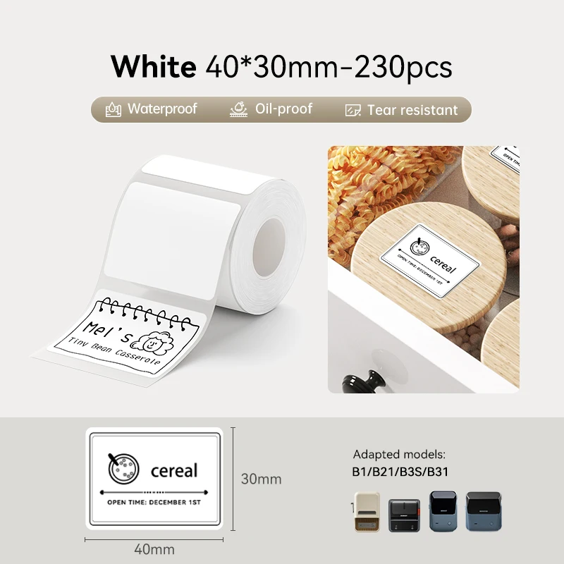 6 Rollen Niimbot Thermisch Labelpapier Wit/Transparant Zelfklevend Anti-Olie Scheurbestendig Label voor B1/B21/B3S/B31 Printer