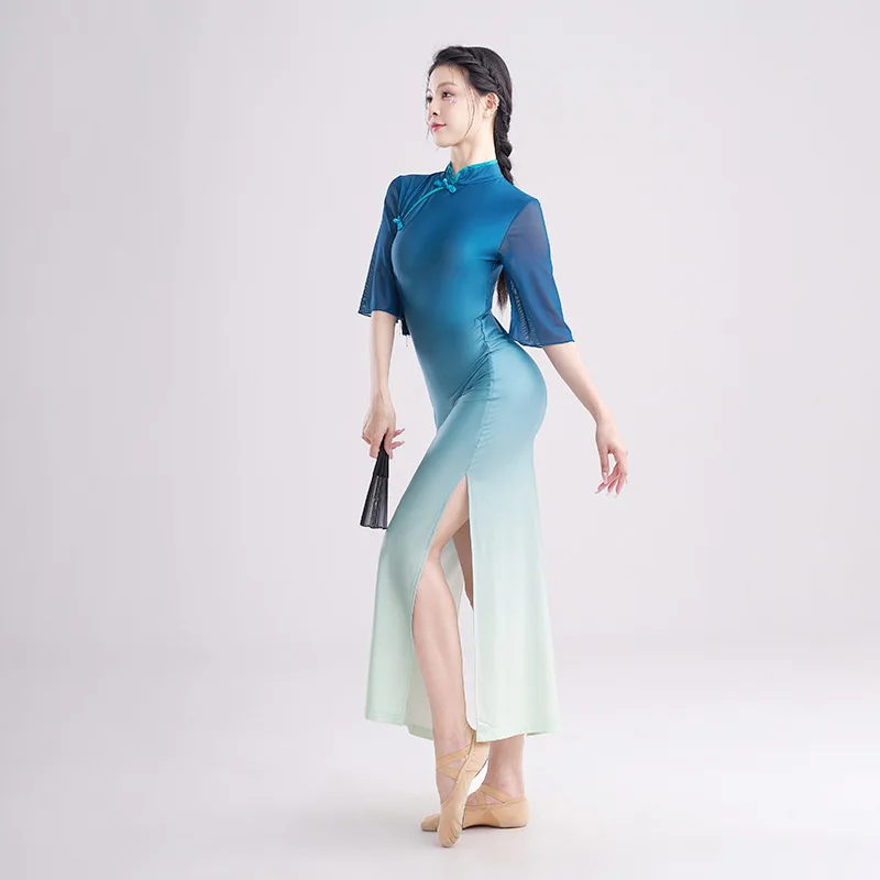古典舞踊衣装清華磁器弾性スリミング袍大サイズ江南西遊パフォーマンス服漢唐ダンス