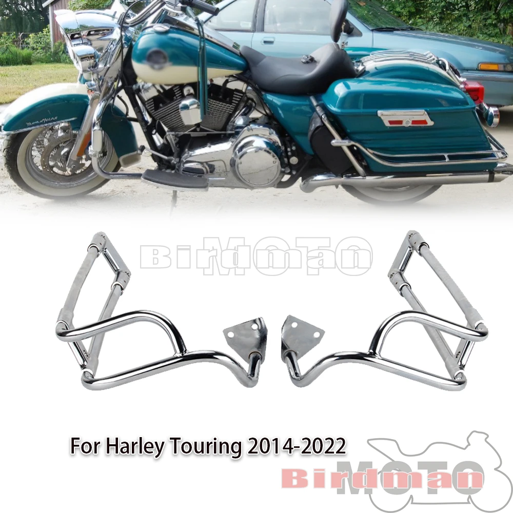 Chrome Rear Side Saddlebag Saddle Bags Guard Rails For Harley Touring Road Glide Electra Glide Street Glide Road King 2014-2022