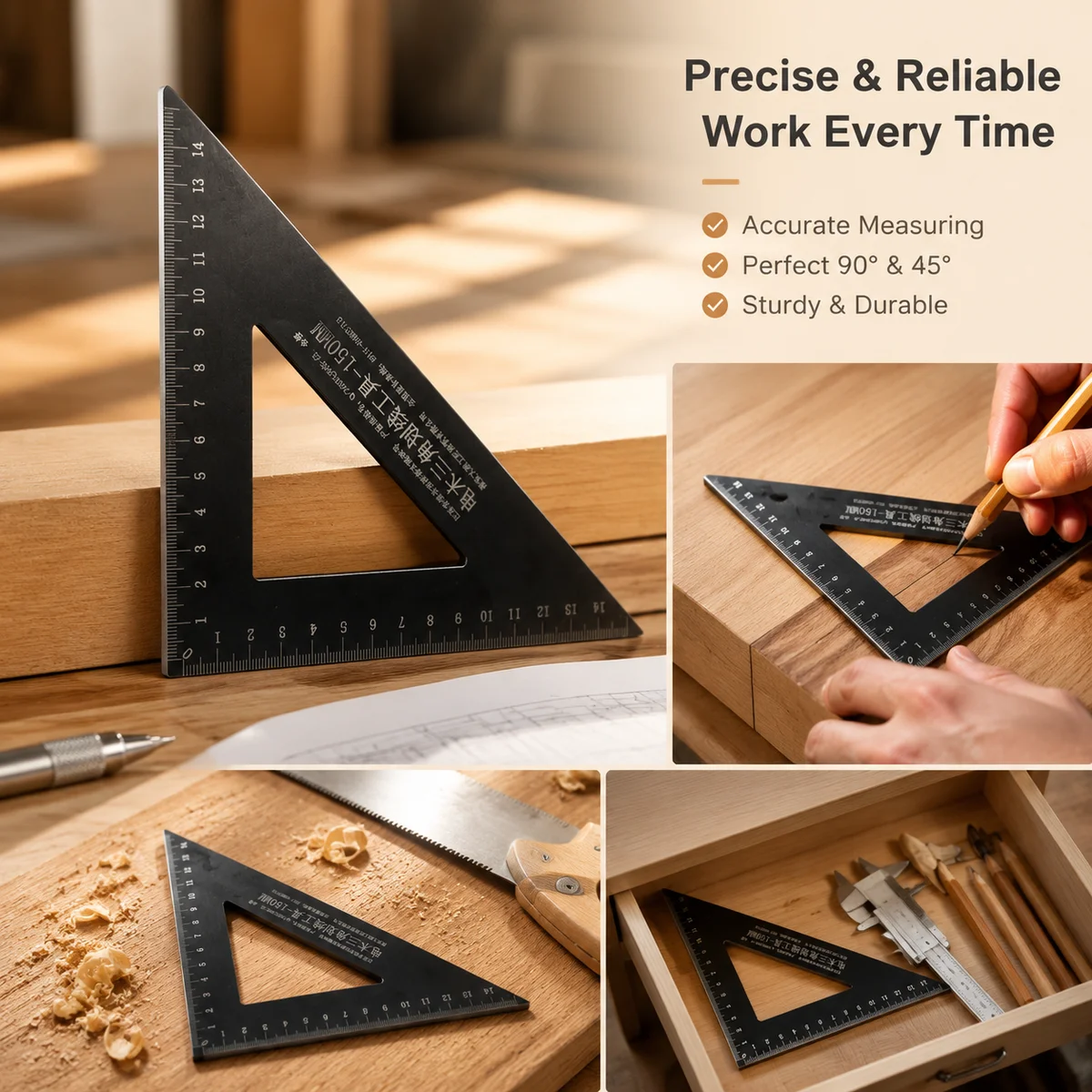 15 cm Black Triangle Ruler wit - огляд і ціна Woodworking Ruler