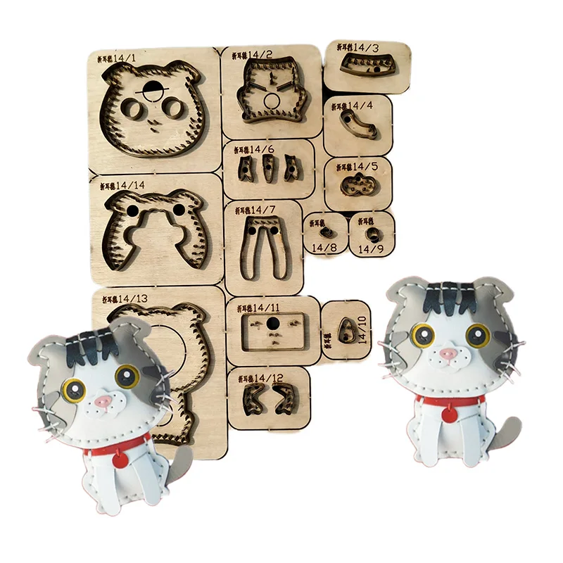 

Scottish Fold pendant bag keychain hanger cutting mold, leather cutting tools, Japanese steel knife wooden mold tools