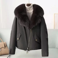 2026 Winter New High end Big Fur collar Workwear Down Cotton Jacket Women's Fashion Short Thicken Cotton Female Parkas Coats 3
