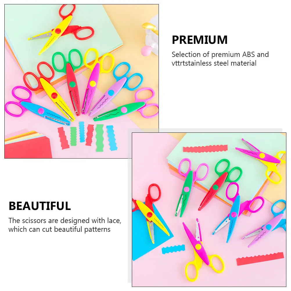 6 قطعة مقص الدانتيل نصائح مدورة آمنة خفيفة الوزن ABS متينة متعددة الأغراض لتقوم بها بنفسك مقص ورق الحرف قبضة مريحة #3