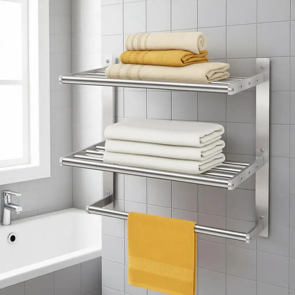 

Трехуровневая настенная вешалка для полотенец из матового никеля, в гостиничном стиле, 16 дюймов