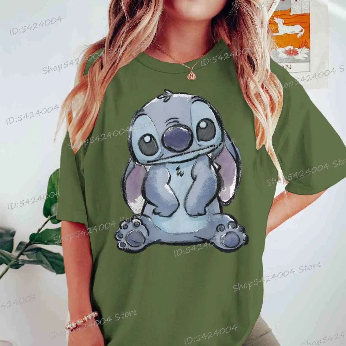 Y2K أنيمي غرزة بلايز المرأة القطن قصير الأكمام تيز متعة شخصية غرزة الشارع الشهير موضة Crewneck غرزة الملابس الجمالية