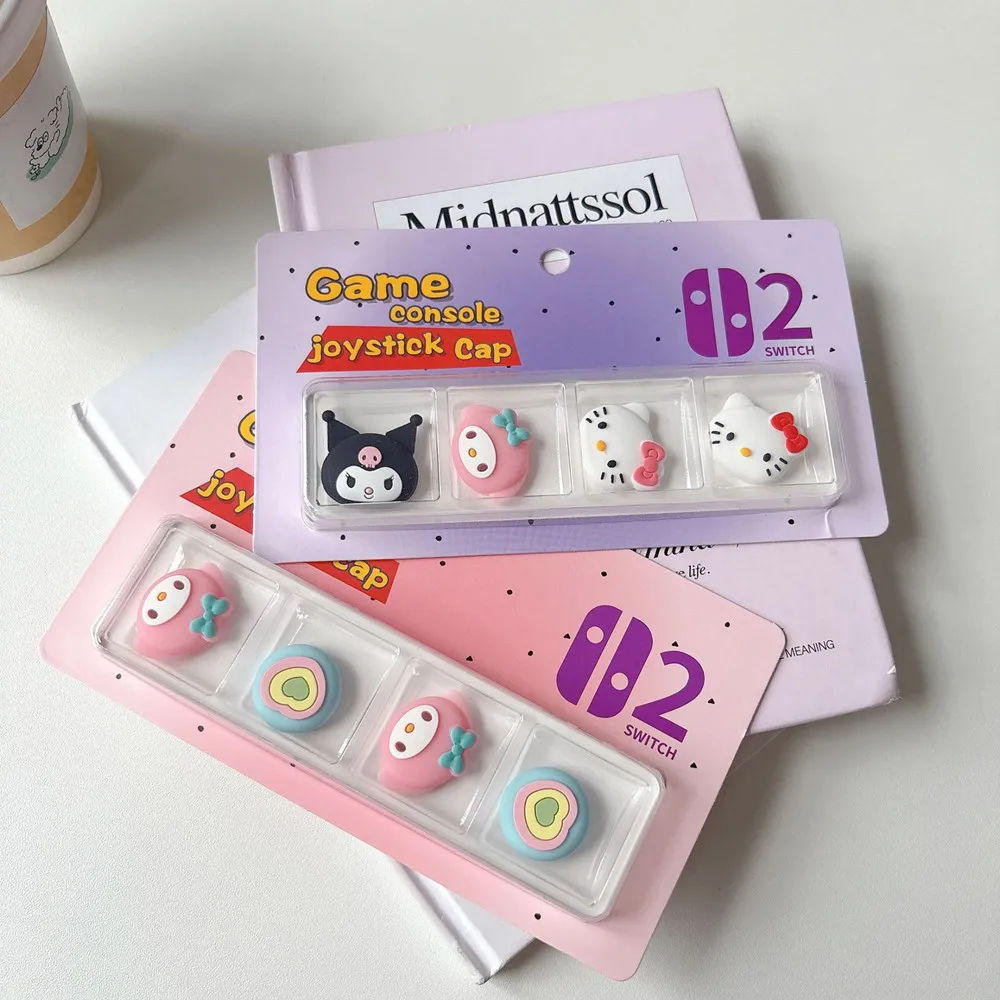 4Pcs/Lot Sanrio Hello Kitty Cinnamoroll Melody PomPomPuri Stick Grip Cap Joystick For Nintendo Switch 2 (2025) Controller 4