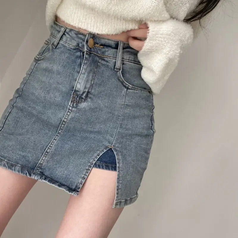 Korean High Waist Denim Mini Skirt Women Sexy Fashion Casual Summer Skirts Female Loose Slim Fit Y2K Tight Bag Hip Short Skirts