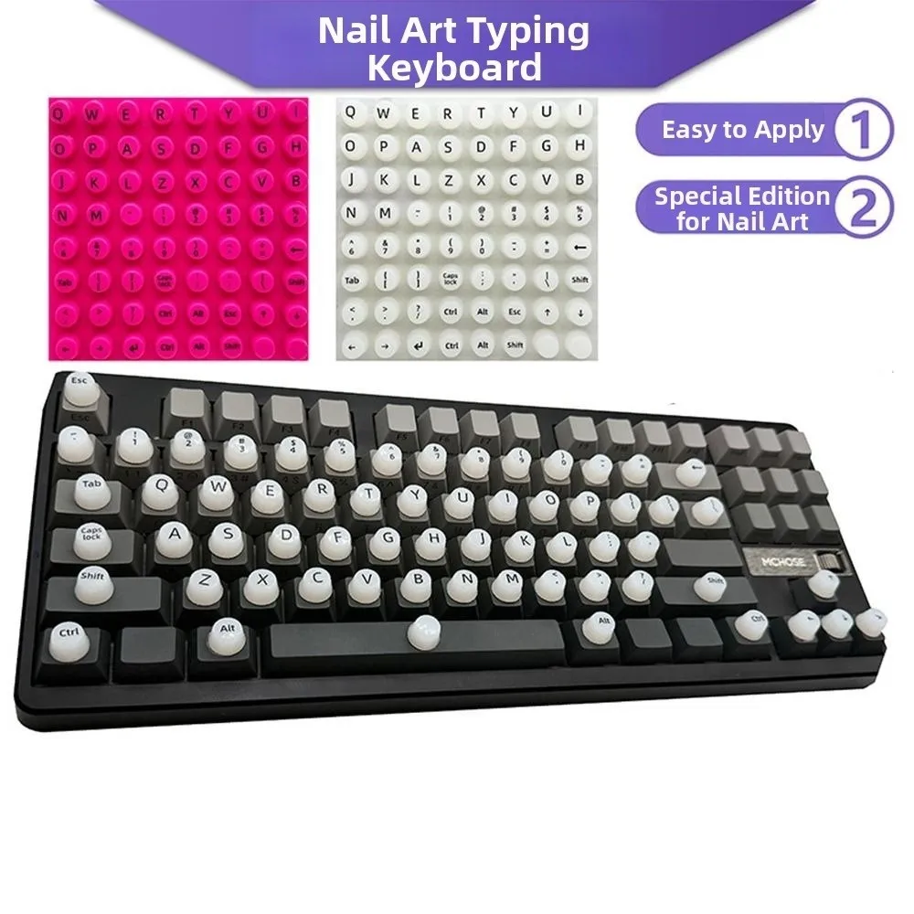 Ergonomic Design Nail Art Keyboard Raisers Self-adhesive Silicone Keycap Height Extenders Scratch Proof 64 Keycaps
